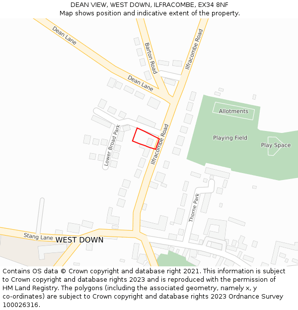 DEAN VIEW, WEST DOWN, ILFRACOMBE, EX34 8NF: Location map and indicative extent of plot