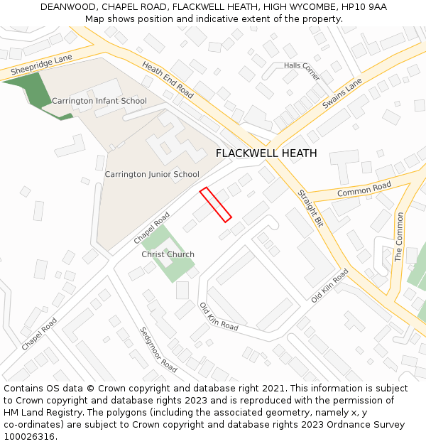 DEANWOOD, CHAPEL ROAD, FLACKWELL HEATH, HIGH WYCOMBE, HP10 9AA: Location map and indicative extent of plot