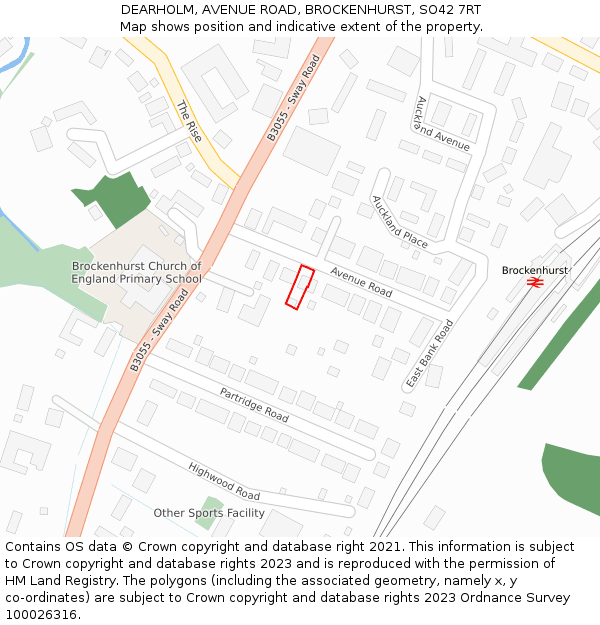 DEARHOLM, AVENUE ROAD, BROCKENHURST, SO42 7RT: Location map and indicative extent of plot