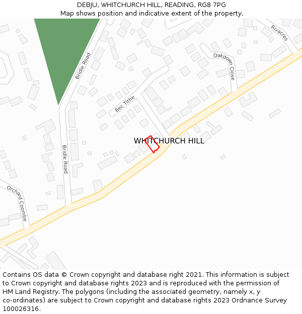 DEBJU, WHITCHURCH HILL, READING, RG8 7PG: Location map and indicative extent of plot
