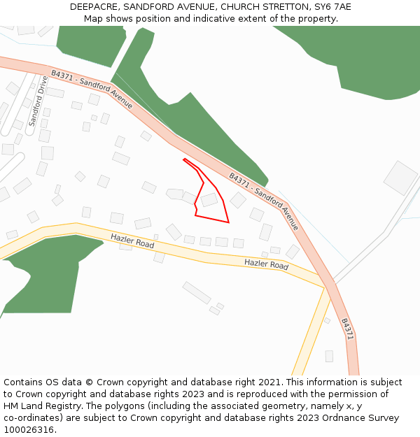 DEEPACRE, SANDFORD AVENUE, CHURCH STRETTON, SY6 7AE: Location map and indicative extent of plot