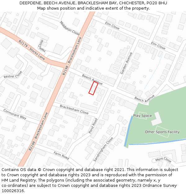 DEEPDENE, BEECH AVENUE, BRACKLESHAM BAY, CHICHESTER, PO20 8HU: Location map and indicative extent of plot