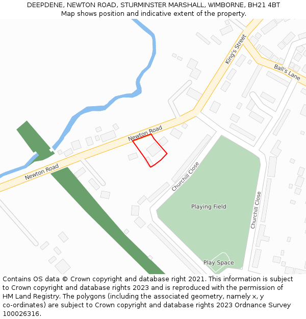 DEEPDENE, NEWTON ROAD, STURMINSTER MARSHALL, WIMBORNE, BH21 4BT: Location map and indicative extent of plot