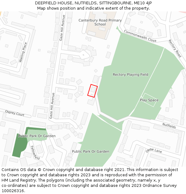 DEEPFIELD HOUSE, NUTFIELDS, SITTINGBOURNE, ME10 4JP: Location map and indicative extent of plot