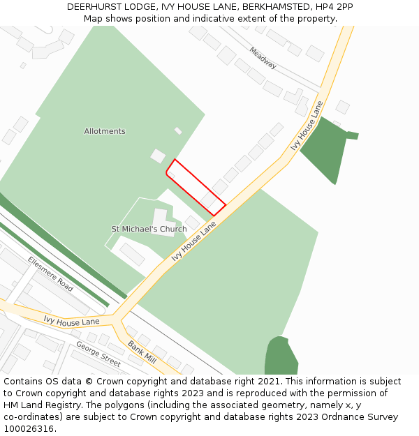 DEERHURST LODGE, IVY HOUSE LANE, BERKHAMSTED, HP4 2PP: Location map and indicative extent of plot