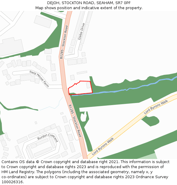 DEJOH, STOCKTON ROAD, SEAHAM, SR7 0PF: Location map and indicative extent of plot