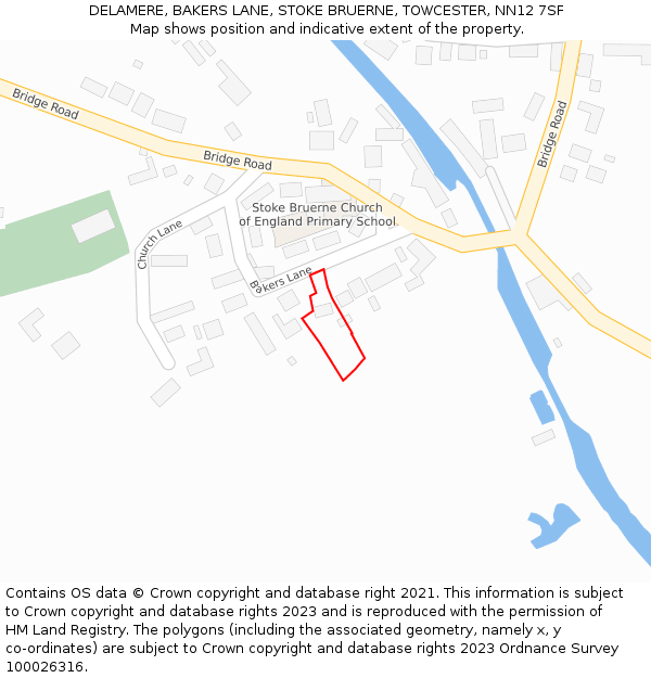 DELAMERE, BAKERS LANE, STOKE BRUERNE, TOWCESTER, NN12 7SF: Location map and indicative extent of plot