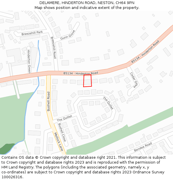 DELAMERE, HINDERTON ROAD, NESTON, CH64 9PN: Location map and indicative extent of plot