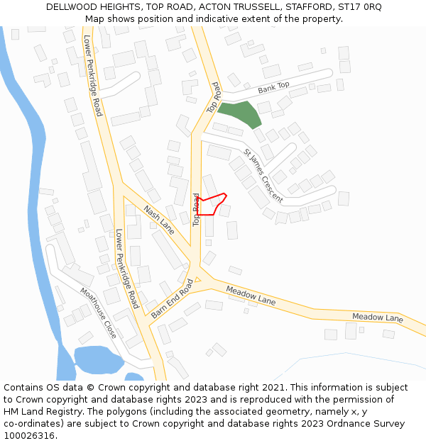 DELLWOOD HEIGHTS, TOP ROAD, ACTON TRUSSELL, STAFFORD, ST17 0RQ: Location map and indicative extent of plot