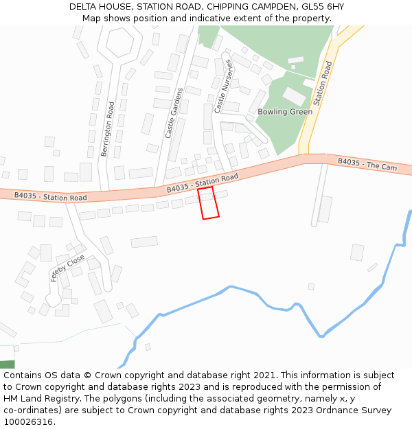 DELTA HOUSE, STATION ROAD, CHIPPING CAMPDEN, GL55 6HY: Location map and indicative extent of plot