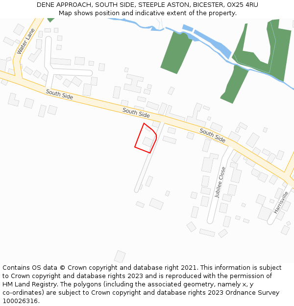 DENE APPROACH, SOUTH SIDE, STEEPLE ASTON, BICESTER, OX25 4RU: Location map and indicative extent of plot