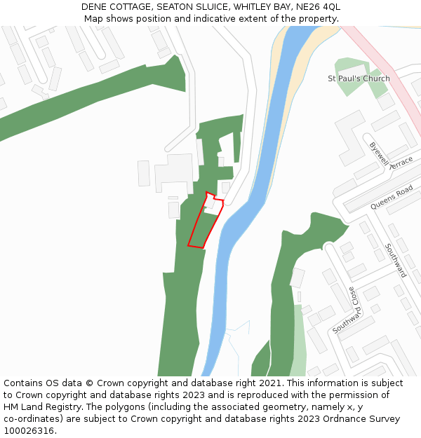 DENE COTTAGE, SEATON SLUICE, WHITLEY BAY, NE26 4QL: Location map and indicative extent of plot