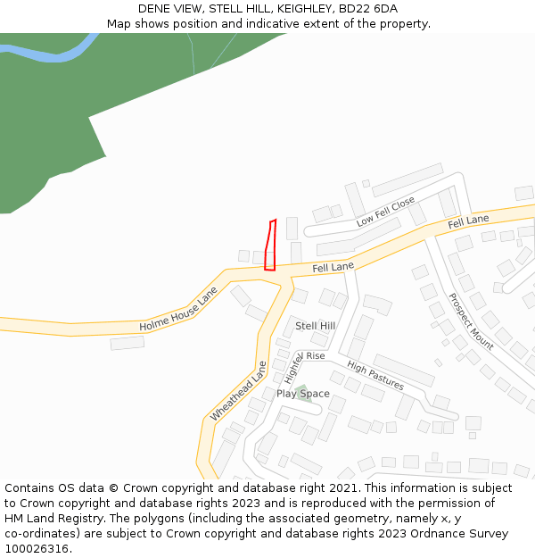 DENE VIEW, STELL HILL, KEIGHLEY, BD22 6DA: Location map and indicative extent of plot