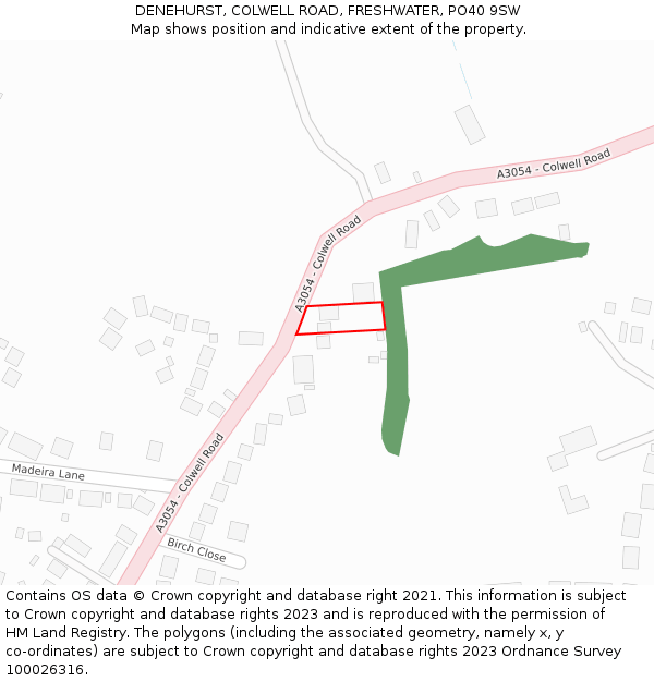 DENEHURST, COLWELL ROAD, FRESHWATER, PO40 9SW: Location map and indicative extent of plot