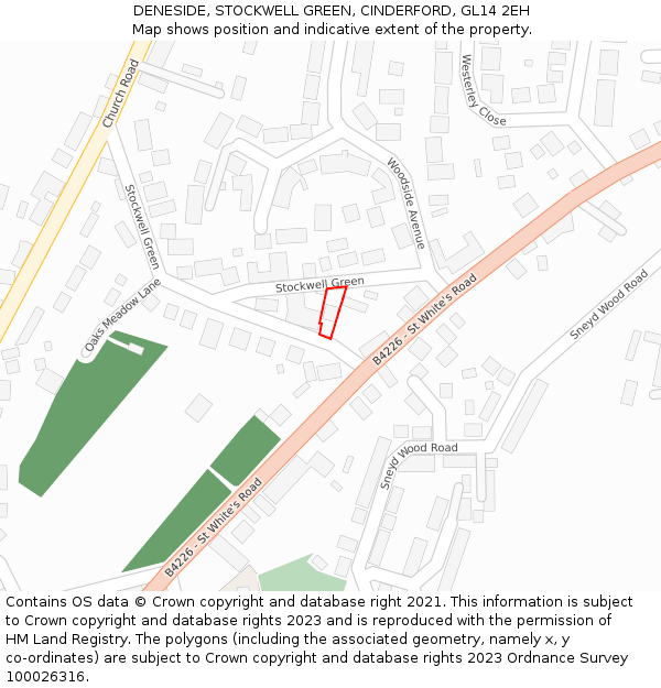 DENESIDE, STOCKWELL GREEN, CINDERFORD, GL14 2EH: Location map and indicative extent of plot