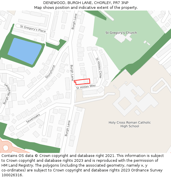 DENEWOOD, BURGH LANE, CHORLEY, PR7 3NP: Location map and indicative extent of plot