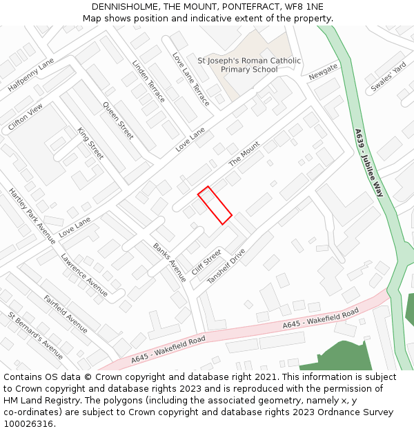 DENNISHOLME, THE MOUNT, PONTEFRACT, WF8 1NE: Location map and indicative extent of plot