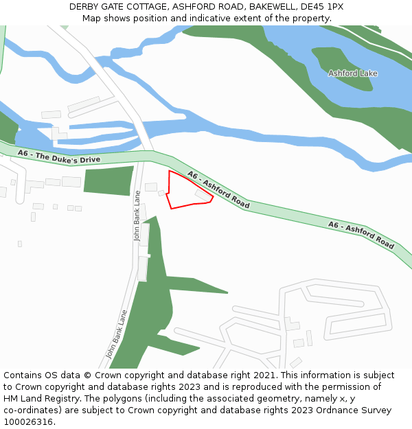 DERBY GATE COTTAGE, ASHFORD ROAD, BAKEWELL, DE45 1PX: Location map and indicative extent of plot