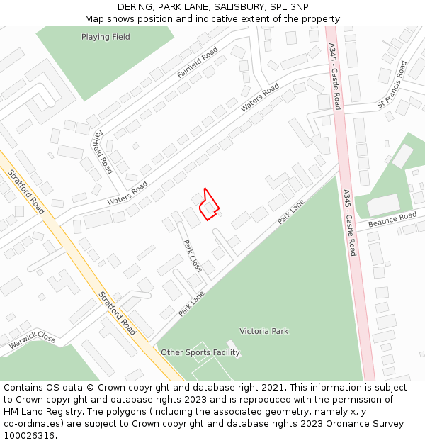 DERING, PARK LANE, SALISBURY, SP1 3NP: Location map and indicative extent of plot