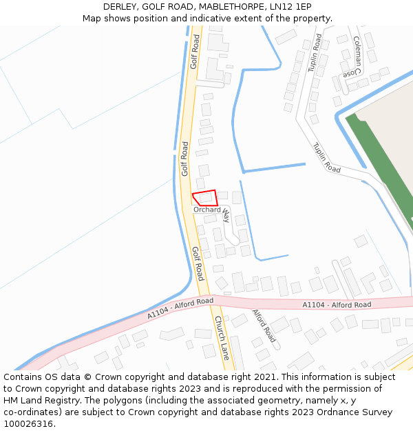 DERLEY, GOLF ROAD, MABLETHORPE, LN12 1EP: Location map and indicative extent of plot