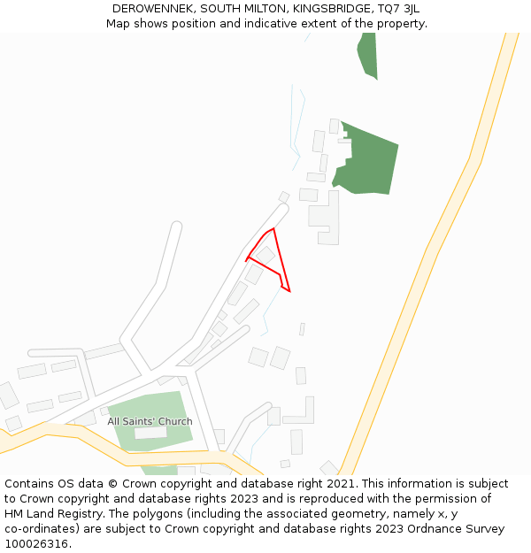 DEROWENNEK, SOUTH MILTON, KINGSBRIDGE, TQ7 3JL: Location map and indicative extent of plot