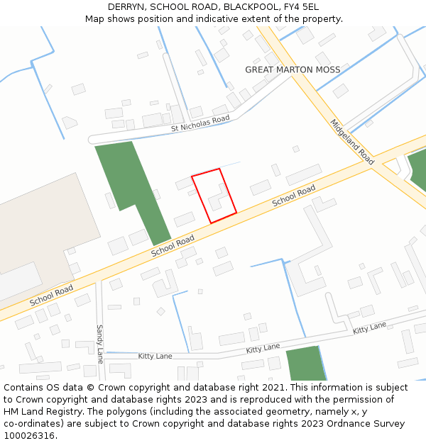 DERRYN, SCHOOL ROAD, BLACKPOOL, FY4 5EL: Location map and indicative extent of plot