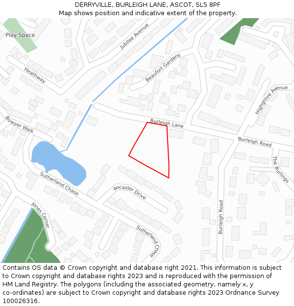 DERRYVILLE, BURLEIGH LANE, ASCOT, SL5 8PF: Location map and indicative extent of plot