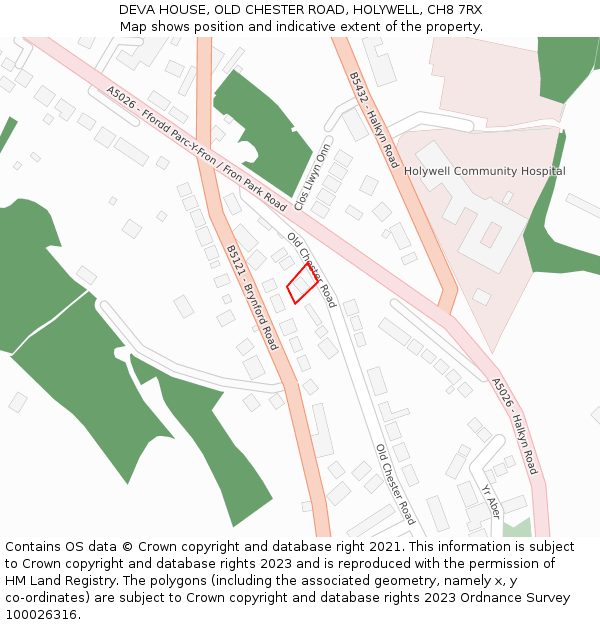 DEVA HOUSE, OLD CHESTER ROAD, HOLYWELL, CH8 7RX: Location map and indicative extent of plot