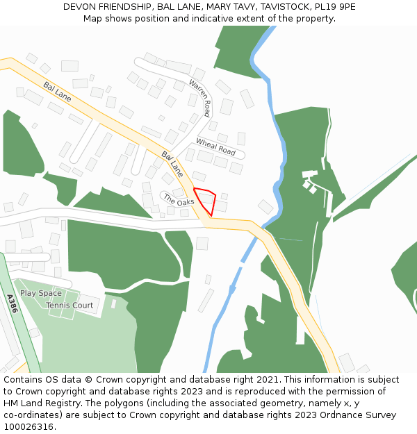 DEVON FRIENDSHIP, BAL LANE, MARY TAVY, TAVISTOCK, PL19 9PE: Location map and indicative extent of plot