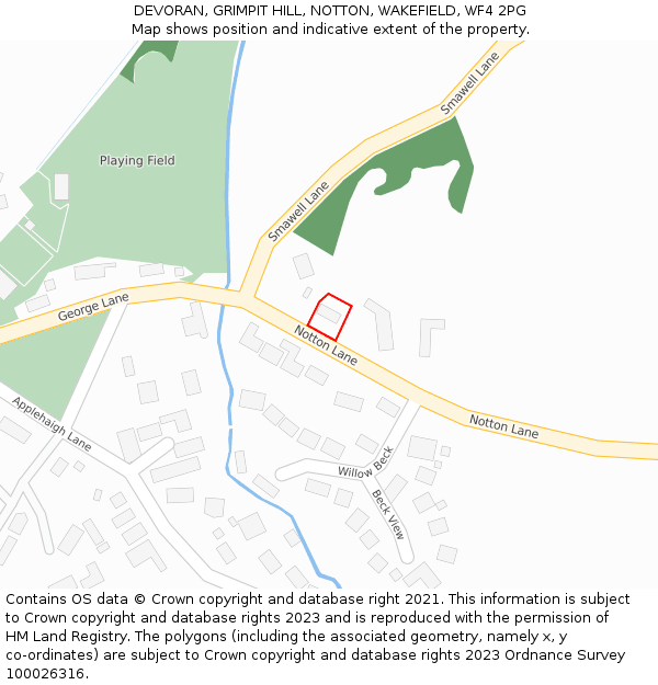 DEVORAN, GRIMPIT HILL, NOTTON, WAKEFIELD, WF4 2PG: Location map and indicative extent of plot