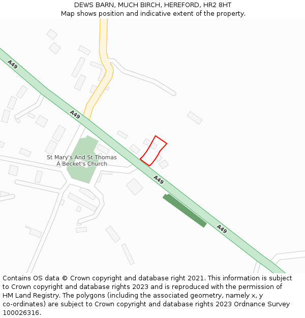 DEWS BARN, MUCH BIRCH, HEREFORD, HR2 8HT: Location map and indicative extent of plot