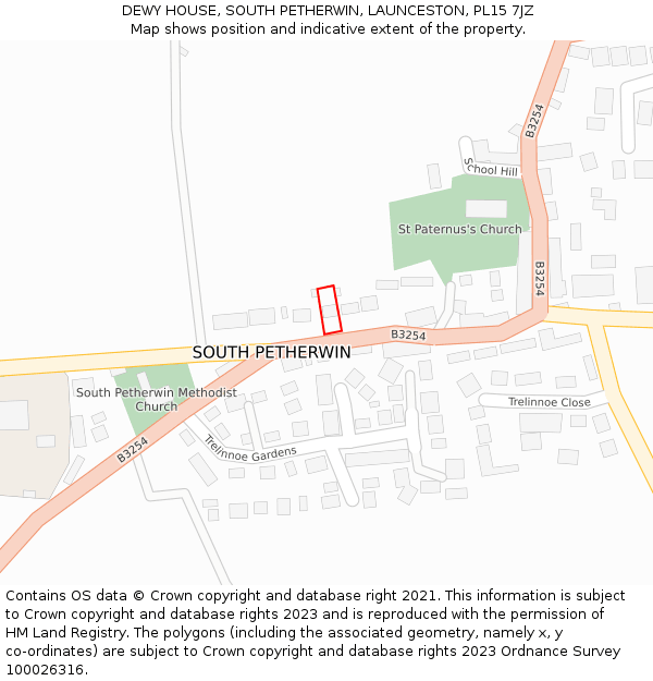 DEWY HOUSE, SOUTH PETHERWIN, LAUNCESTON, PL15 7JZ: Location map and indicative extent of plot