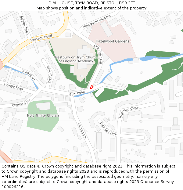 DIAL HOUSE, TRYM ROAD, BRISTOL, BS9 3ET: Location map and indicative extent of plot