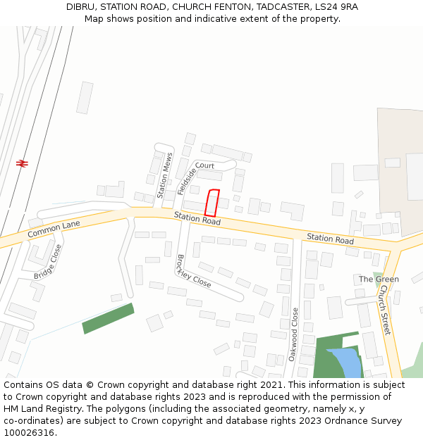 DIBRU, STATION ROAD, CHURCH FENTON, TADCASTER, LS24 9RA: Location map and indicative extent of plot