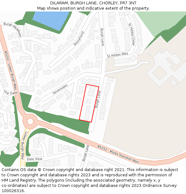 DILARAM, BURGH LANE, CHORLEY, PR7 3NT: Location map and indicative extent of plot