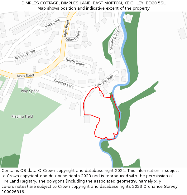 DIMPLES COTTAGE, DIMPLES LANE, EAST MORTON, KEIGHLEY, BD20 5SU: Location map and indicative extent of plot