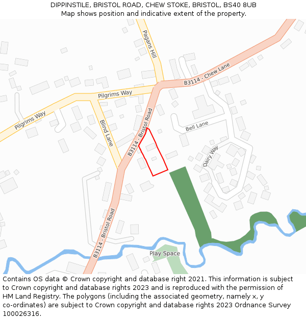 DIPPINSTILE, BRISTOL ROAD, CHEW STOKE, BRISTOL, BS40 8UB: Location map and indicative extent of plot