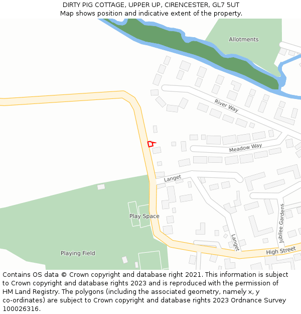 DIRTY PIG COTTAGE, UPPER UP, CIRENCESTER, GL7 5UT: Location map and indicative extent of plot