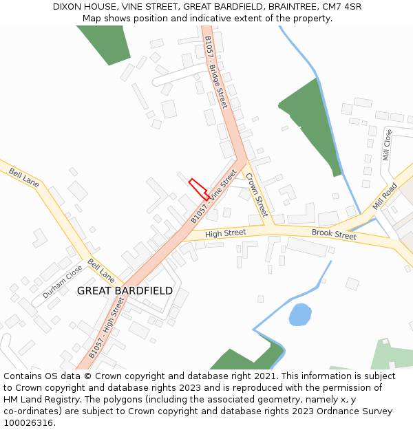 DIXON HOUSE, VINE STREET, GREAT BARDFIELD, BRAINTREE, CM7 4SR: Location map and indicative extent of plot