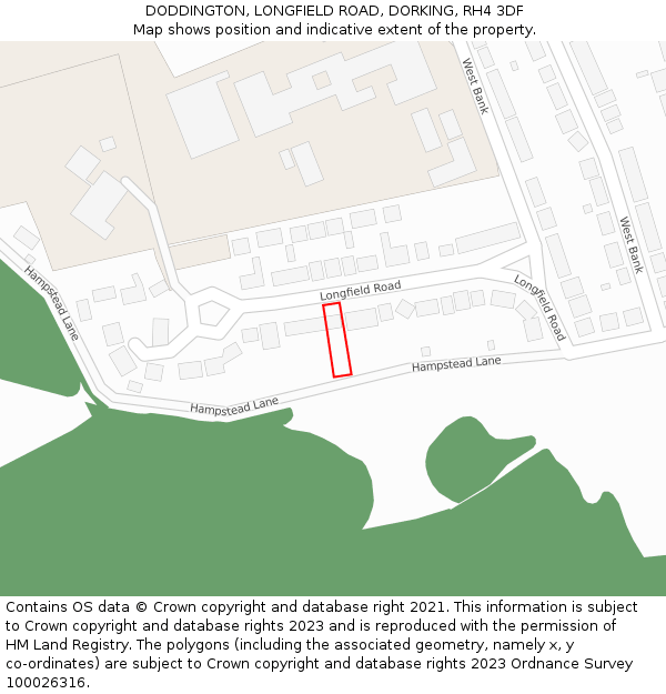 DODDINGTON, LONGFIELD ROAD, DORKING, RH4 3DF: Location map and indicative extent of plot