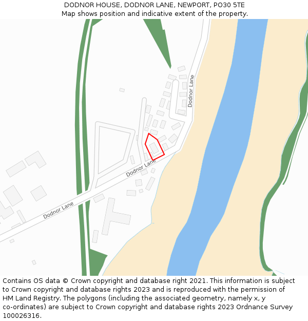 DODNOR HOUSE, DODNOR LANE, NEWPORT, PO30 5TE: Location map and indicative extent of plot