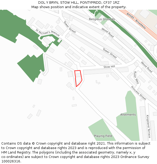 DOL Y BRYN, STOW HILL, PONTYPRIDD, CF37 1RZ: Location map and indicative extent of plot