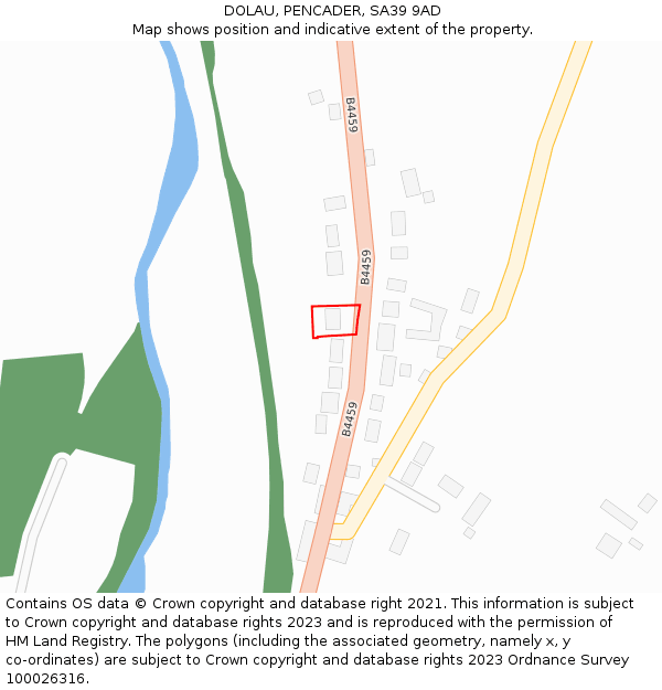 DOLAU, PENCADER, SA39 9AD: Location map and indicative extent of plot