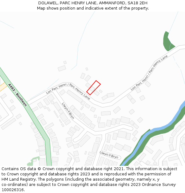 DOLAWEL, PARC HENRY LANE, AMMANFORD, SA18 2EH: Location map and indicative extent of plot