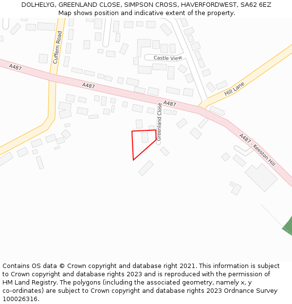 DOLHELYG, GREENLAND CLOSE, SIMPSON CROSS, HAVERFORDWEST, SA62 6EZ: Location map and indicative extent of plot