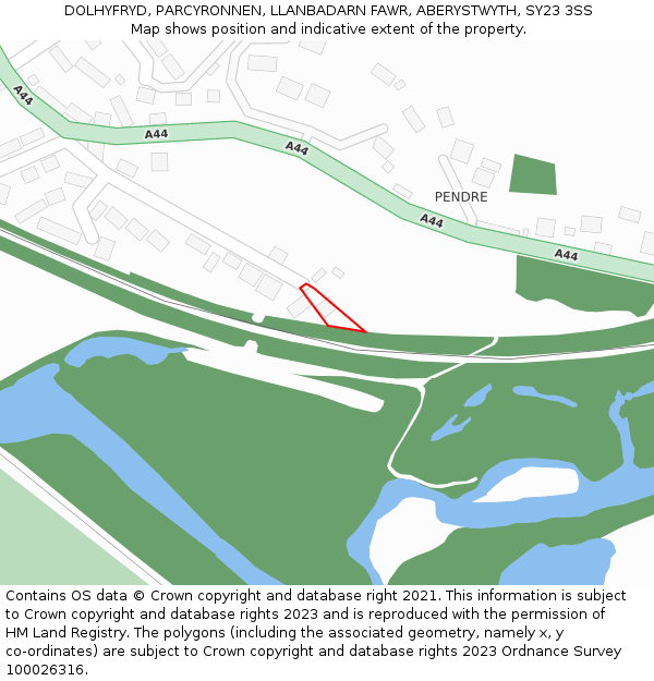 DOLHYFRYD, PARCYRONNEN, LLANBADARN FAWR, ABERYSTWYTH, SY23 3SS: Location map and indicative extent of plot