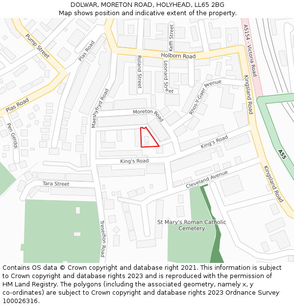 DOLWAR, MORETON ROAD, HOLYHEAD, LL65 2BG: Location map and indicative extent of plot