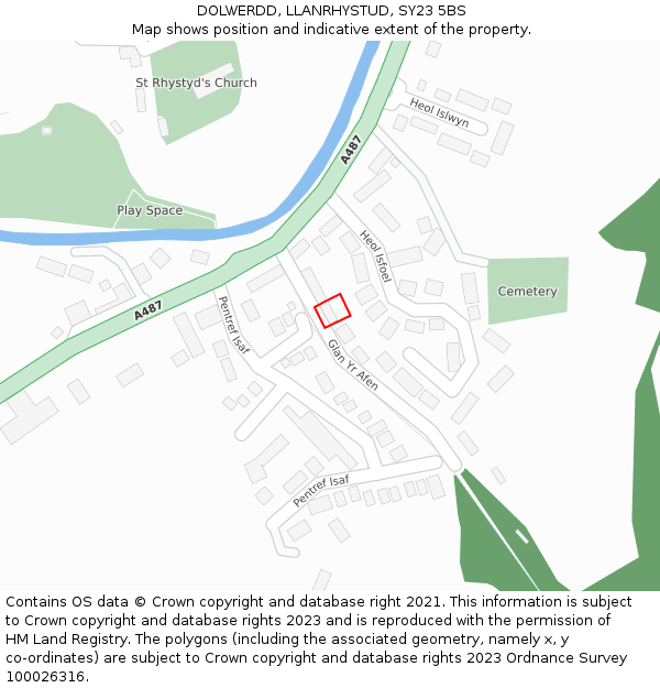 DOLWERDD, LLANRHYSTUD, SY23 5BS: Location map and indicative extent of plot