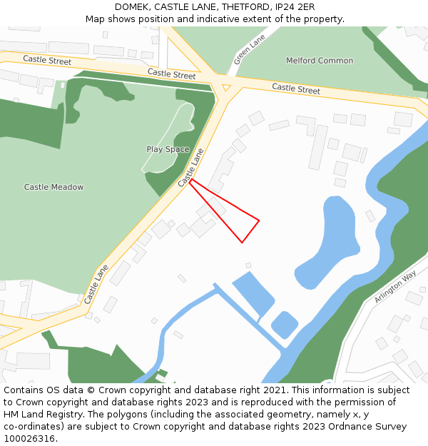 DOMEK, CASTLE LANE, THETFORD, IP24 2ER: Location map and indicative extent of plot