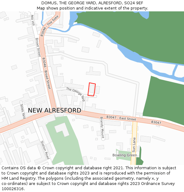 DOMUS, THE GEORGE YARD, ALRESFORD, SO24 9EF: Location map and indicative extent of plot